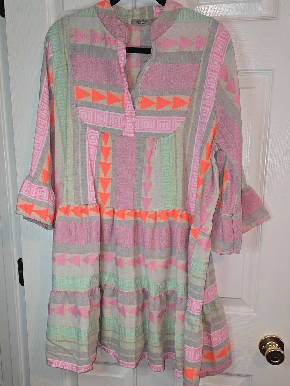 LuisaPerla Striped Pink & Green Knit Top